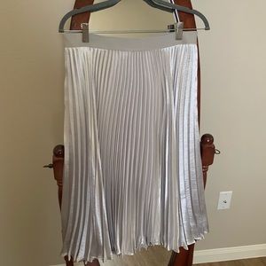 Max Studio silver pleated midi skirt